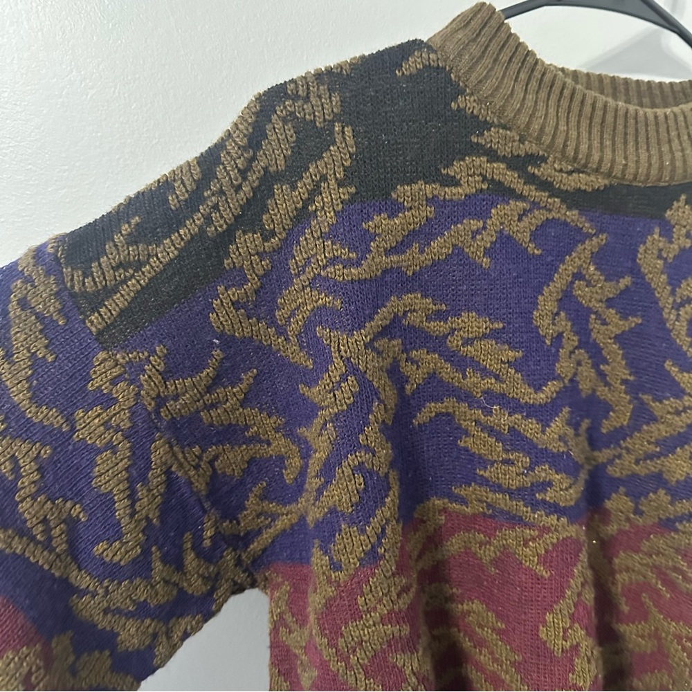 John Ashford Men's Brown and Purple Crewneck Sweater - Picture 5 of 6
